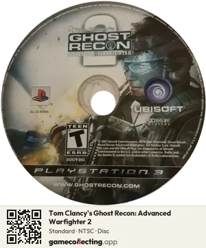 Tom Clancy's Ghost Recon: Advanced Warfighter 2 PlayStation 3, NTSC disc
