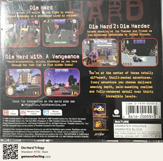Die Hard Trilogy PlayStation, NTSC box back