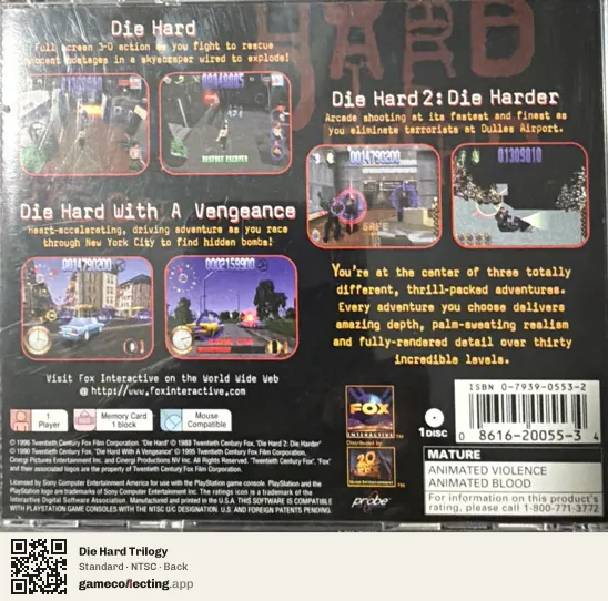 Die Hard Trilogy PlayStation, NTSC box back