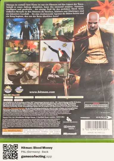 Hitman: Blood Money Xbox 360, Germany box back
