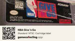 NBA Give 'n Go Super Nintendo Entertainment System, NTSC cartridge label