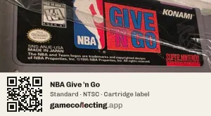 NBA Give 'n Go Super Nintendo Entertainment System, NTSC cartridge label
