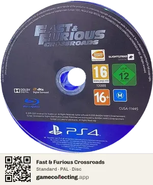Fast & Furious Crossroads PlayStation 4, PAL disc