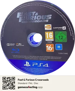 Fast & Furious Crossroads PlayStation 4, PAL disc