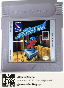Altered Space Game Boy, NTSC cartridge label