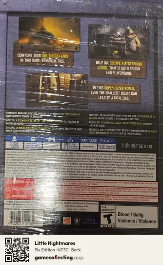 Little Nightmares PlayStation 4, NTSC box back