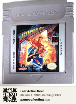 Last Action Hero Game Boy, NTSC cartridge label