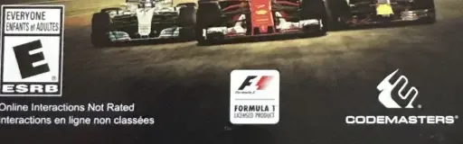 F1 2017, the ESRB box on its front
