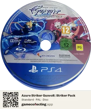 Azure Striker Gunvolt: Striker Pack PlayStation 4, PAL disc