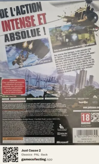 Just Cause 2 Xbox 360, PAL box back
