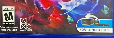PlayStation VR Worlds, the ESRB box on its front