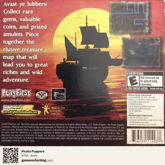 Pirate Poppers Computer, NTSC box back