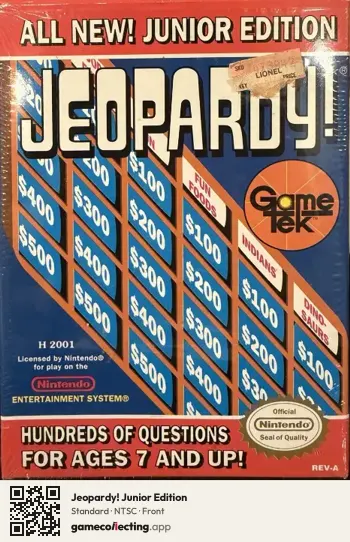 Jeopardy! Junior Edition Nintendo Entertainment System, NTSC box front