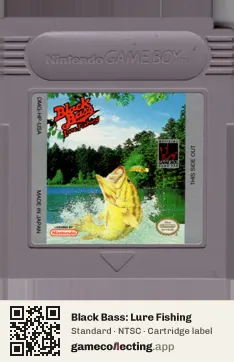 Black Bass: Lure Fishing Game Boy, NTSC cartridge label