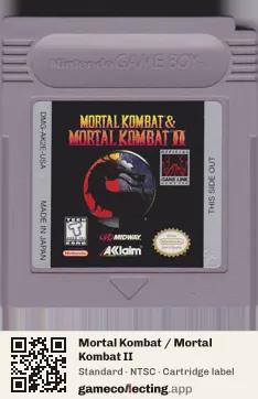 Mortal Kombat / Mortal Kombat II Game Boy, NTSC cartridge label