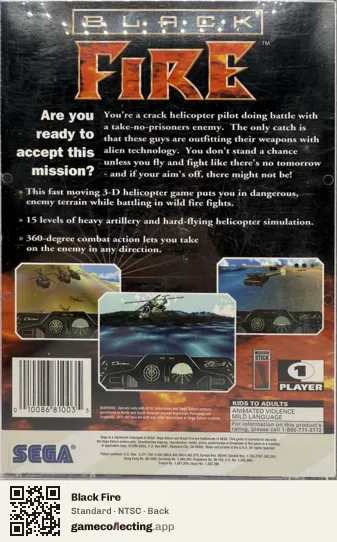 Black Fire Sega Saturn, NTSC box back