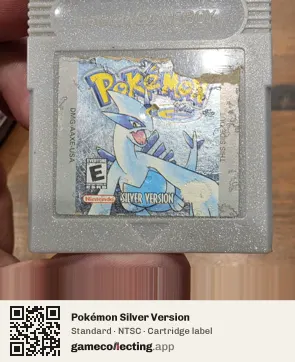 Pokémon Silver Version Game Boy Color, NTSC cartridge label