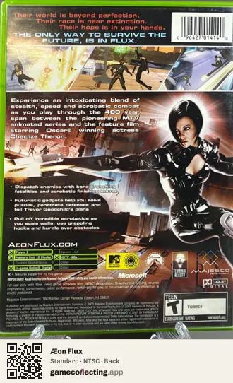 Æon Flux Xbox, NTSC box back
