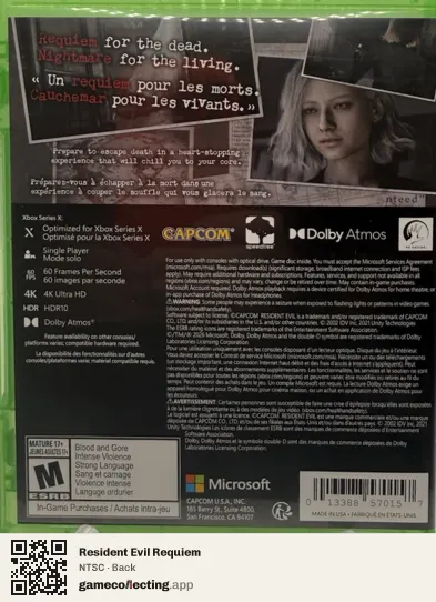 Resident Evil Requiem Xbox Series X, NTSC box back