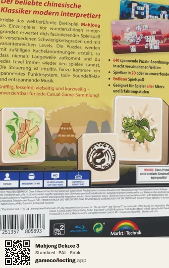 Mahjong Deluxe 3 PlayStation 4, PAL box back