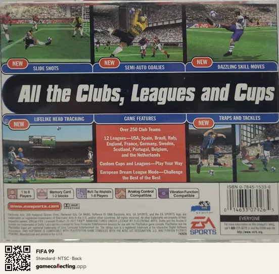 FIFA 99 PlayStation, NTSC box back