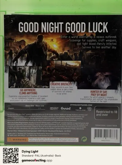 Dying Light Xbox One, Australia box back