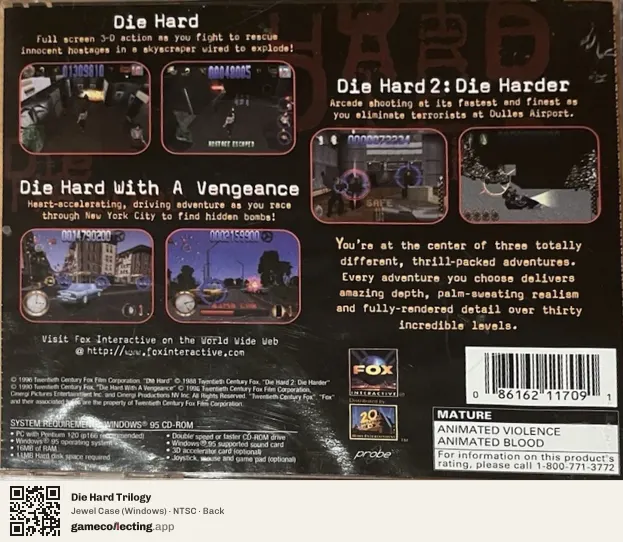 Die Hard Trilogy Computer, NTSC box back