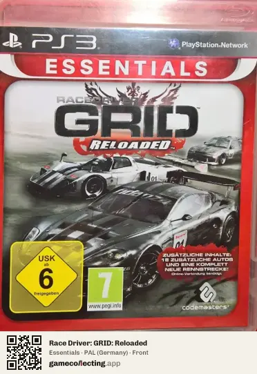 Race Driver: GRID: Reloaded PlayStation 3, Germany box front