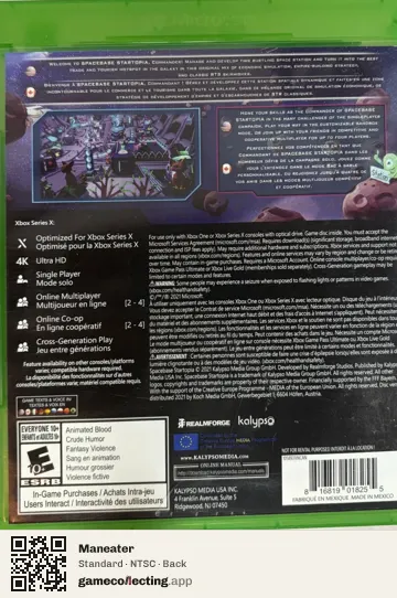 Maneater Xbox Series X, NTSC box back