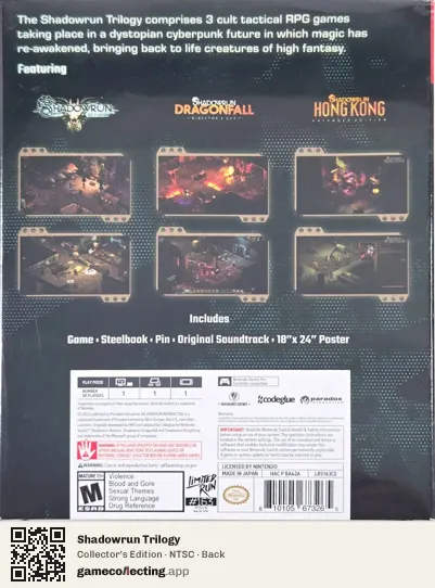 Shadowrun Trilogy Nintendo Switch, NTSC box back