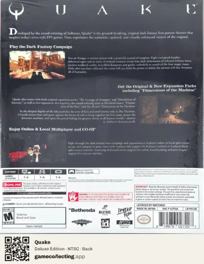 Quake Nintendo Switch, NTSC box back