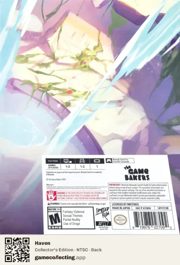 Haven Nintendo Switch, NTSC box back
