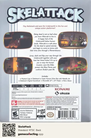 Skelattack Nintendo Switch, NTSC box back
