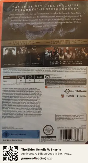 The Elder Scrolls V: Skyrim Nintendo Switch 2, Germany box back