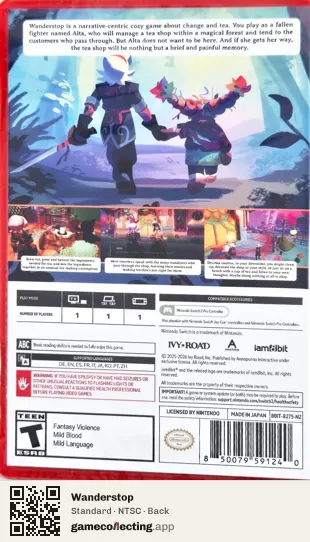Wanderstop Nintendo Switch 2, NTSC box back