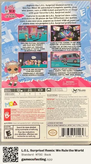L.O.L. Surprise! Remix: We Rule the World Nintendo Switch, NTSC box back
