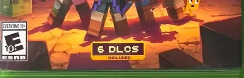 Minecraft Dungeons, the ESRB box on its front