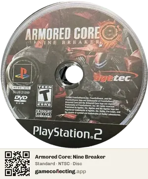 Armored Core: Nine Breaker PlayStation 2, NTSC disc