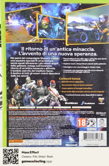 Mass Effect Xbox 360, Italy box back
