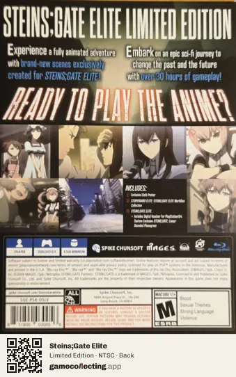 Steins;Gate Elite PlayStation 4, NTSC box back