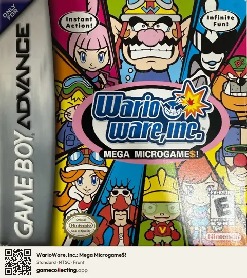 WarioWare, Inc.: Mega Microgame$! Game Boy Advance, NTSC box front