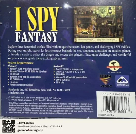 I Spy Fantasy Computer, NTSC box back