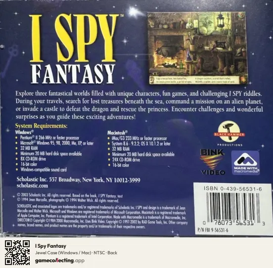 I Spy Fantasy Computer, NTSC box back