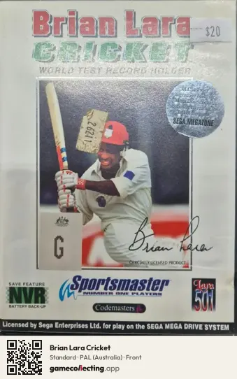 Brian Lara Cricket Sega Mega Drive / Genesis, Australia box front