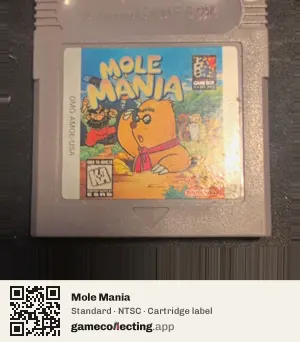 Mole Mania Game Boy, NTSC cartridge label