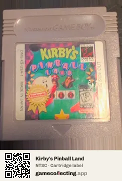 Kirby's Pinball Land Game Boy, NTSC cartridge label