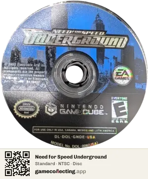 Need for Speed Underground Nintendo GameCube, NTSC disc