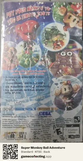 Super Monkey Ball Adventure PlayStation Portable, NTSC box back
