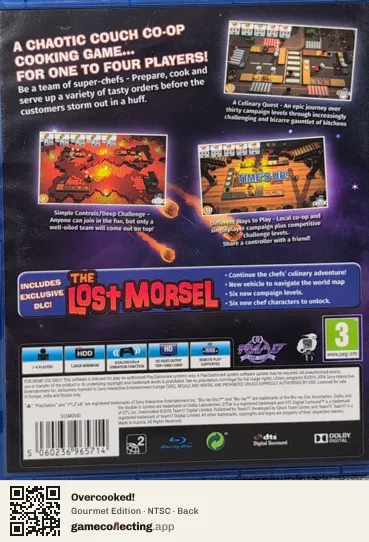 Overcooked! PlayStation 4, NTSC box back