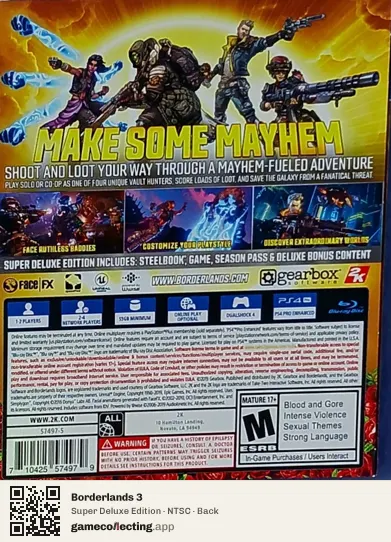 Borderlands 3 PlayStation 4, NTSC box back